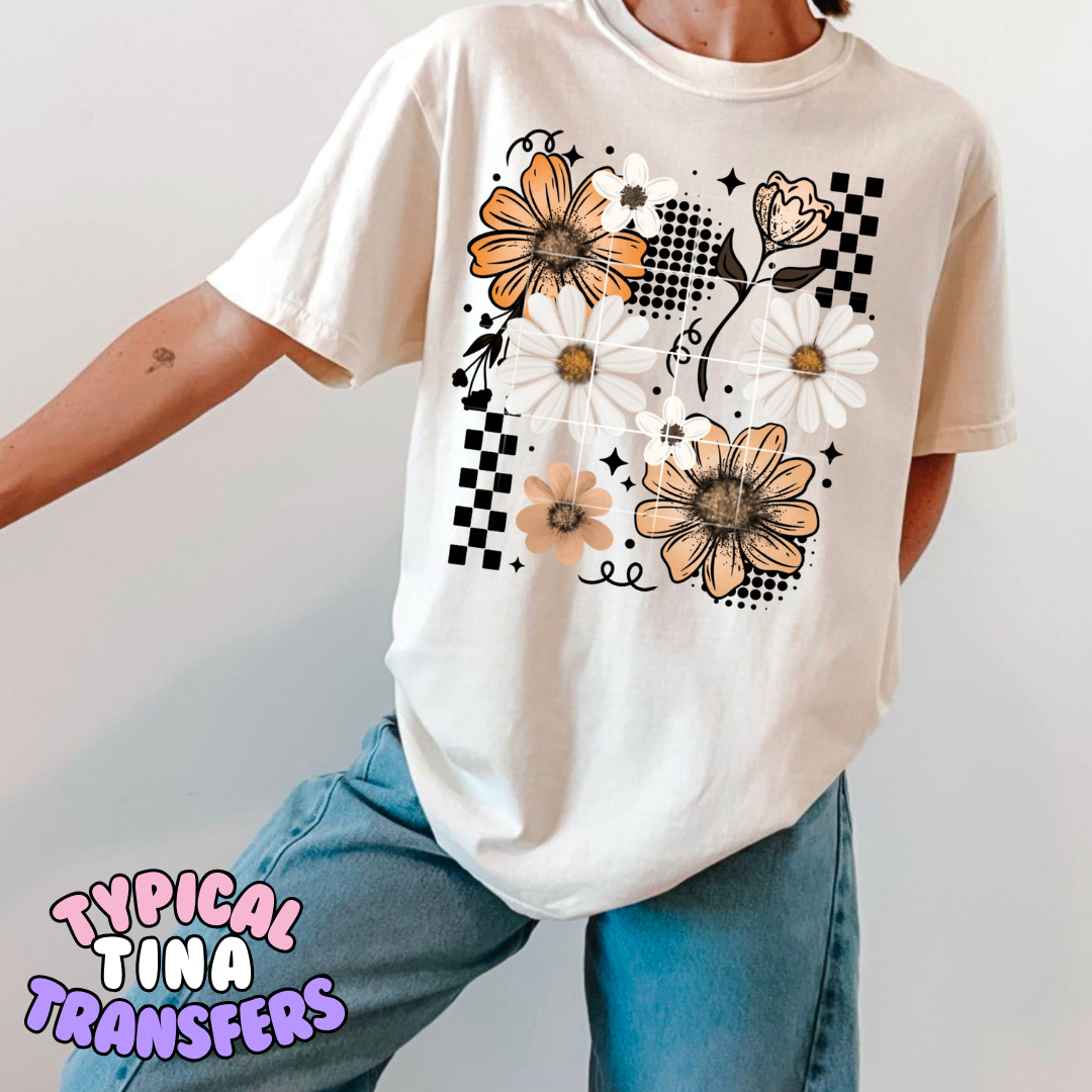 mixed daises and checkered patterns | DTF Transfers | POD