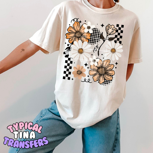 mixed daises and checkered patterns | DTF Transfers | POD