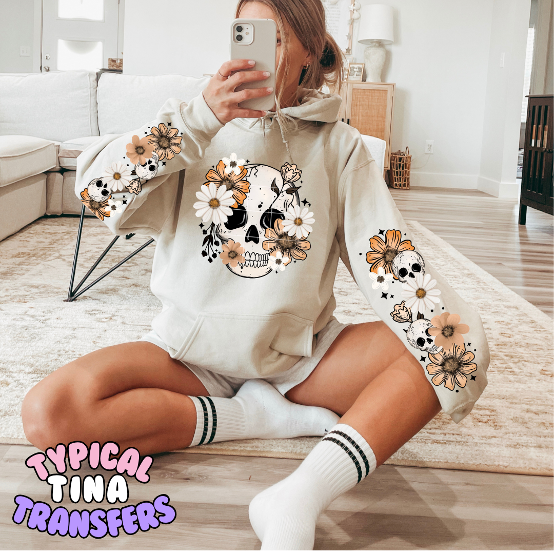 Mixed daises and skull | DTF Transfers | POD