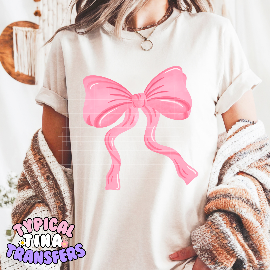 Bubble gum pink Bow | Adult 11" DTF Screen Print | POD