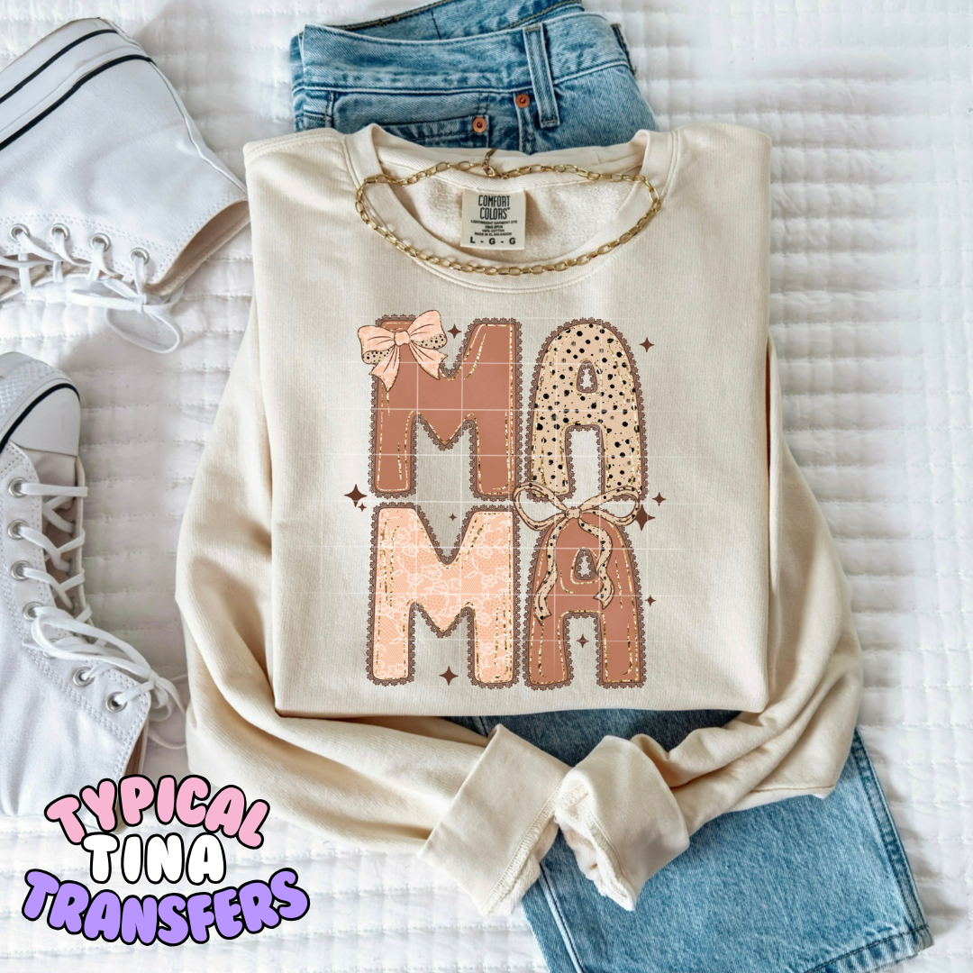Mama with bow (neutral tones) | DTF Transfers | POD
