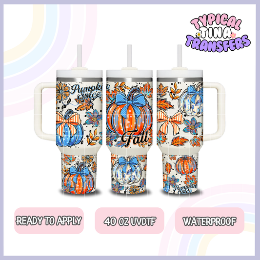 Blue pattern pumpkin | 40oz UVDTF Wrap | POD