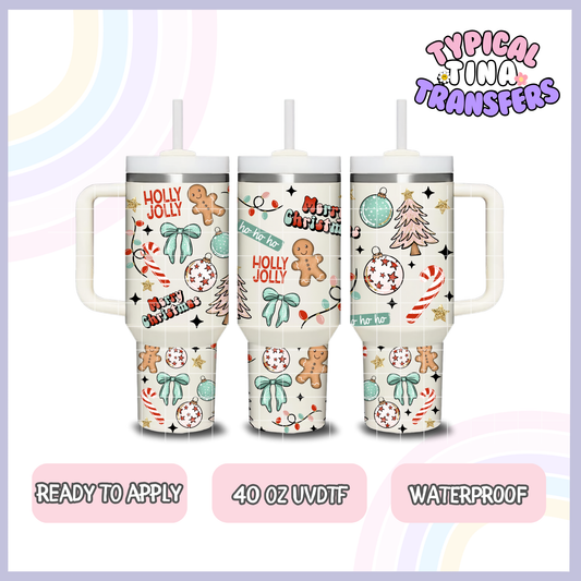 Hollly Jolly Christmas | 40oz UVDTF Wrap | POD