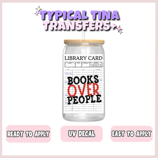 Library card - books over people | UV decals | POD