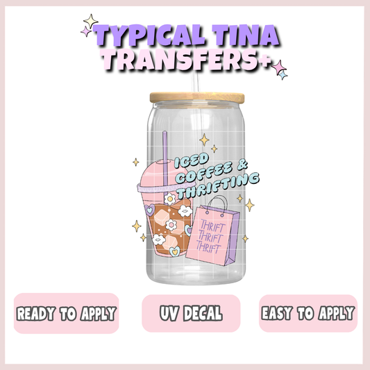 iced coffee and thrifting | UV decals | POD