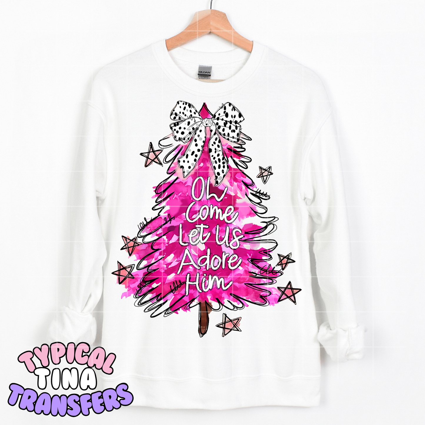 Oh come let us adore him ( pink tree) | DTF Transfer | POD