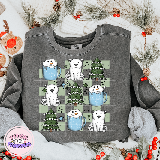 Checkered Bears and Cocoa | DTF Screen Print