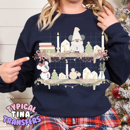 Holiday Mouse Christmas Shelf | DTF Transfer | POD