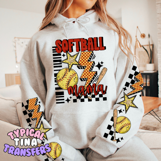 softball mama (checkered) | DTF Transfers | POD