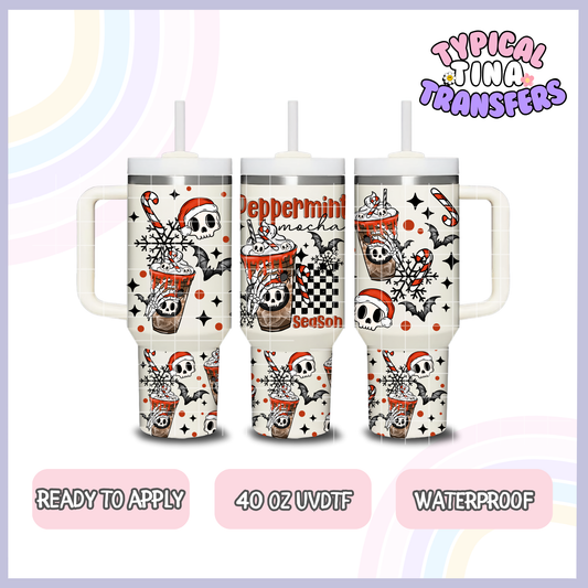 Peppermint Season w/ skulls | 40oz UVDTF Wrap | POD