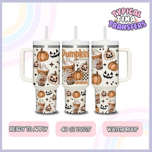 Pumpkin Spice Season w/ skulls | 40oz UVDTF Wrap | POD