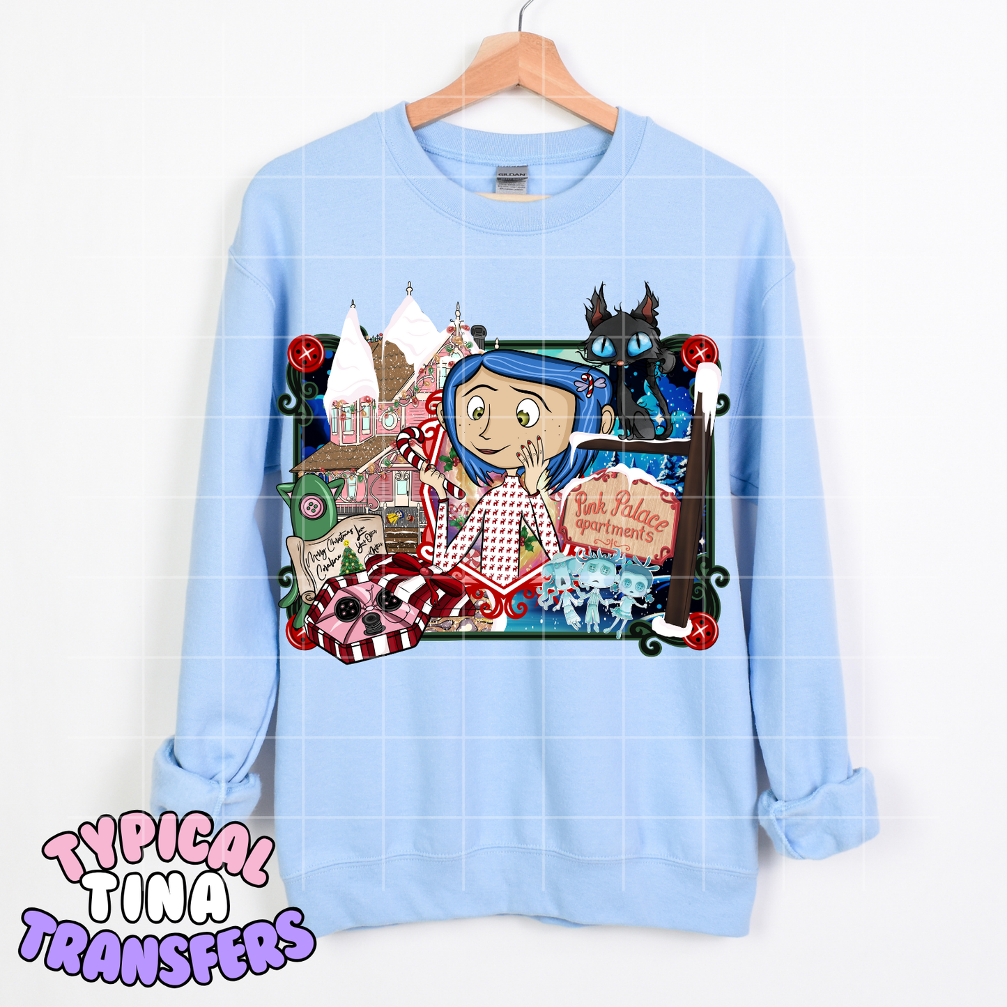 Cora Christmas Mural (no name) with black cat | DTF Transfer | POD