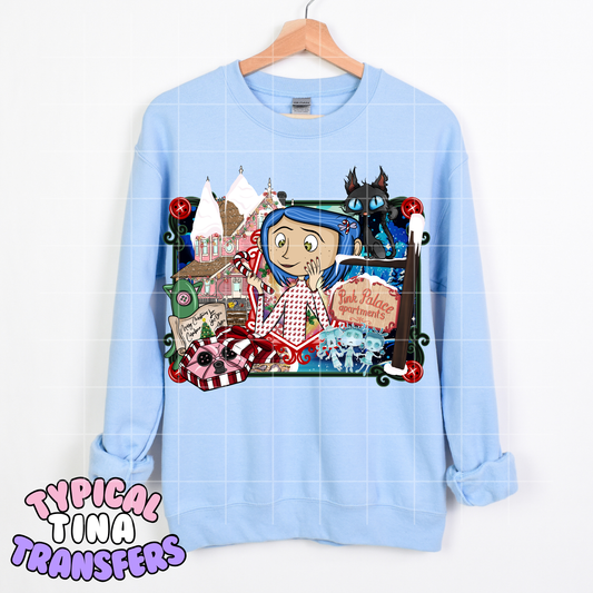 Cora Christmas Mural (no name) with black cat | DTF Transfer | POD