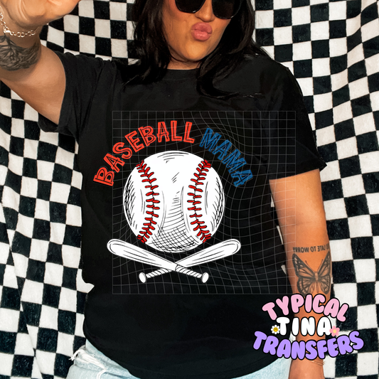 baseball Mama sketched | DTF Screen Print | POD
