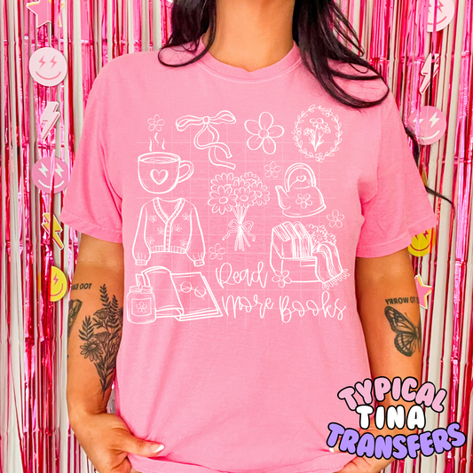 Read more books doodle | DTF Transfer | POD