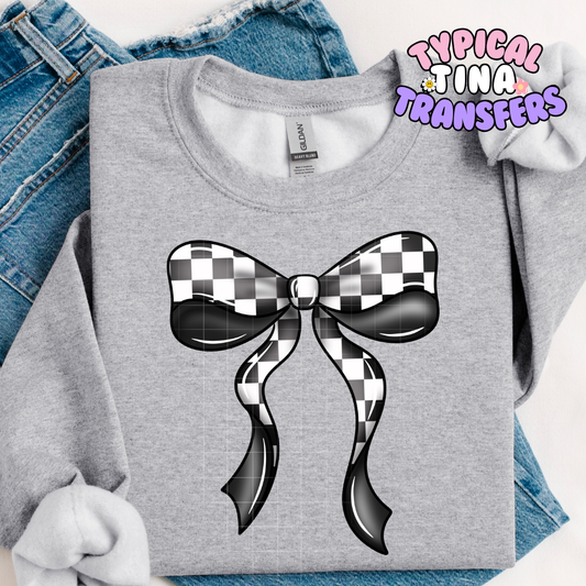 checkered bow | DTF Screen Print | POD