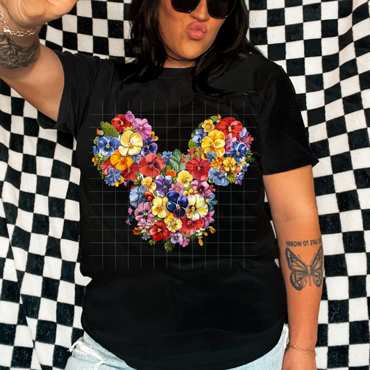 Colorful Floral Mouse Head | DTF Screen Print | POD