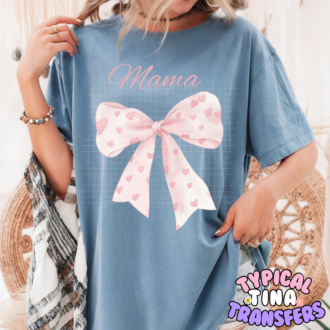 Mama Heart Bow | Adult 11" DTF Screen Print | POD