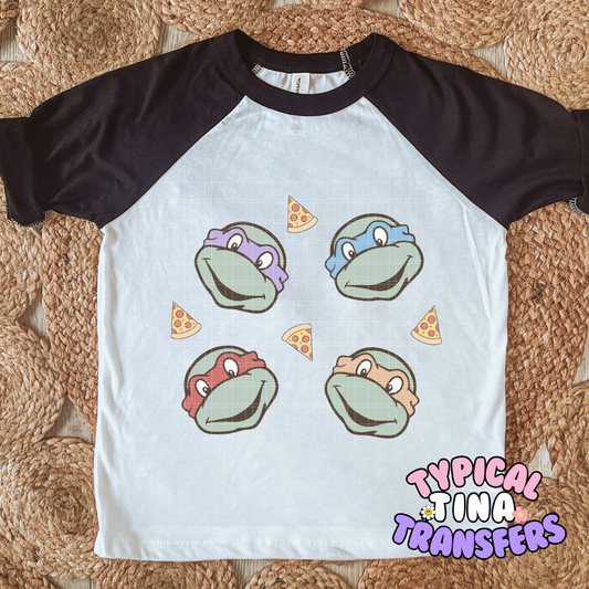 Turtles and pizza | DTF Screen Print | POD