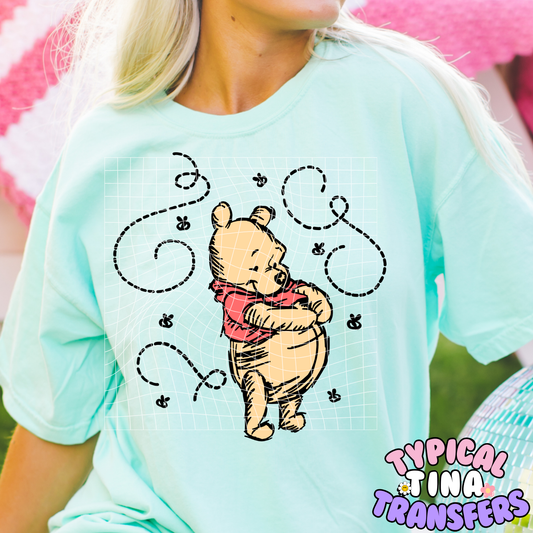 Sketched Bear | DTF Screen Print | POD