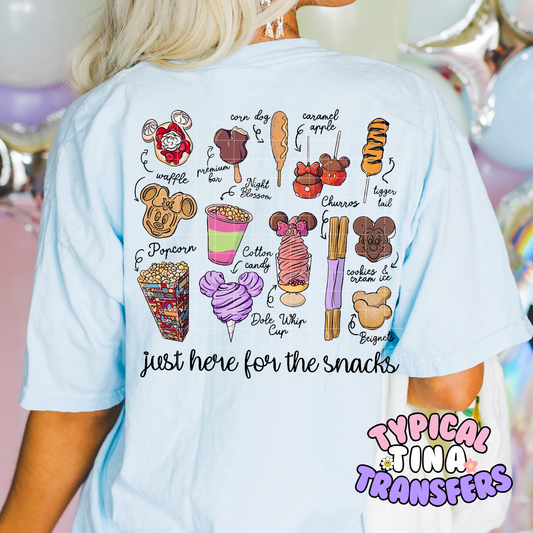 Here for the snacks | DTF Transfer | 12" Adult