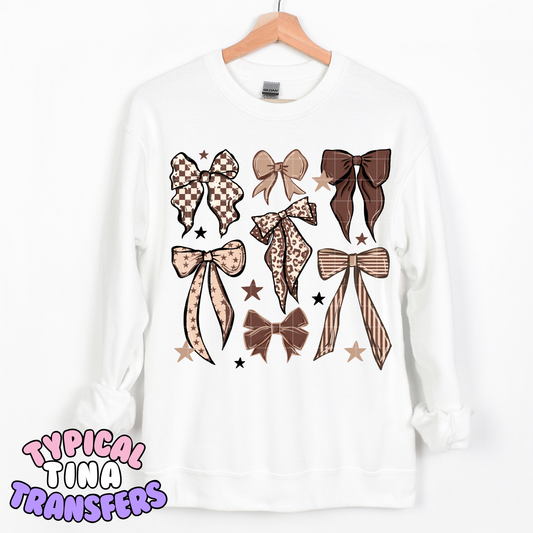 Tan and Brown Bows | DTF Transfer | POD