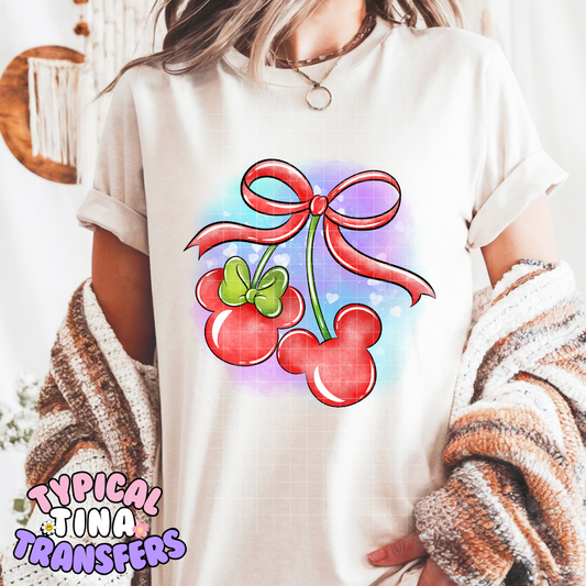 Cherry mouse with background | DTF Screen Print | POD