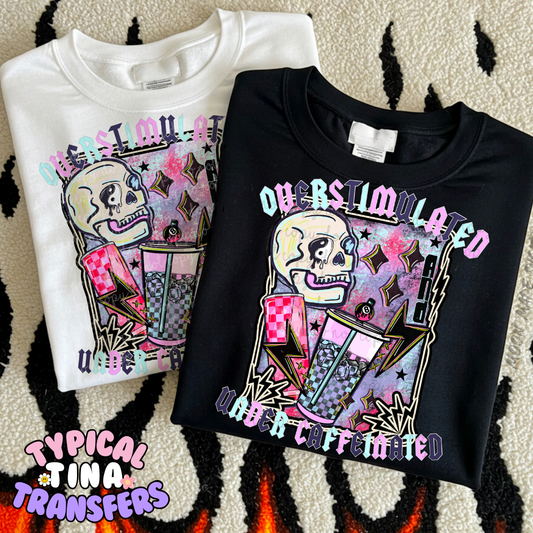 over stimulated skull | DTF Screen Print | POD