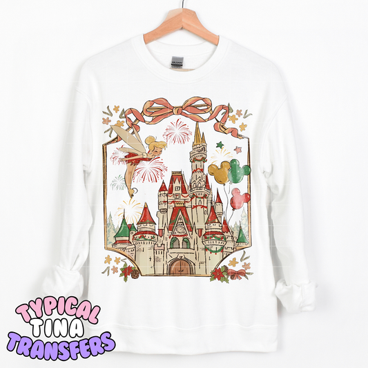 Traditional Christmas Holiday castle and Tink | DTF Transfer | POD