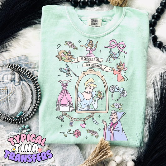 Cinderella Doodle Mural | DTF Transfer | 15" Adult