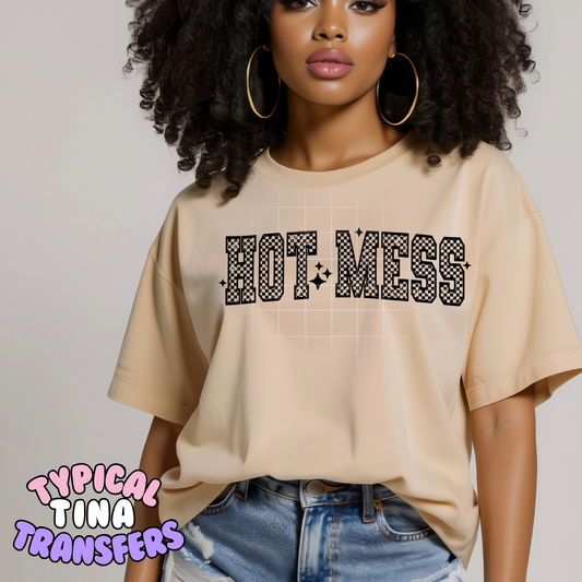 Hot mess (checkered) | DTF Transfers | POD