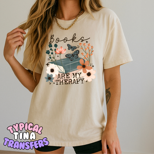 Floral books are my therapy | DTF Transfers | POD