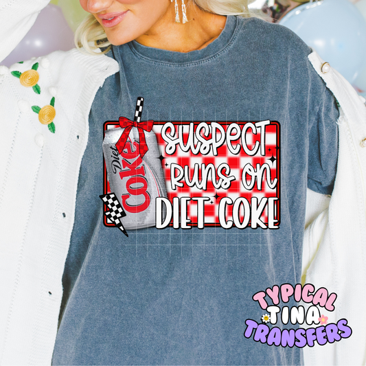 Suspect Runs on Diet C checkered background | DTF Screen Print | POD