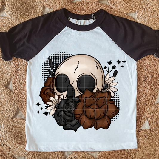 Dark Floral Skull | DTF Screen Print | POD