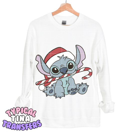 St!tch eating candycane | DTF Screen Print | POD