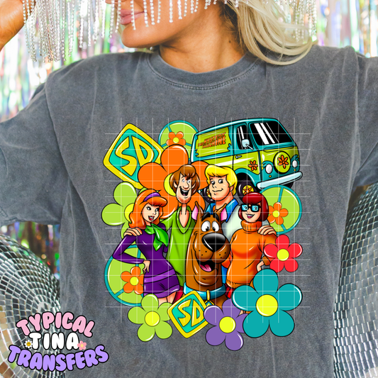 Floral Scoob and gang | DTF Screen Print | POD
