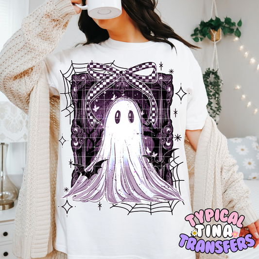 Ghost purple Frame and bow | DTF Transfer | POD