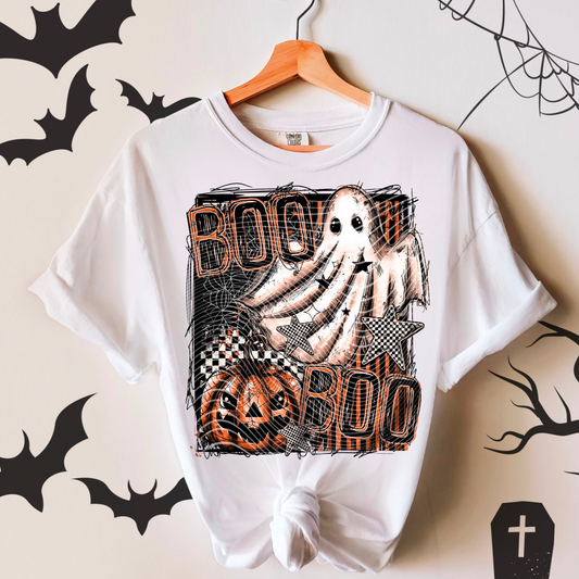 Boo Floating Ghost checkered back | DTF Transfer | POD