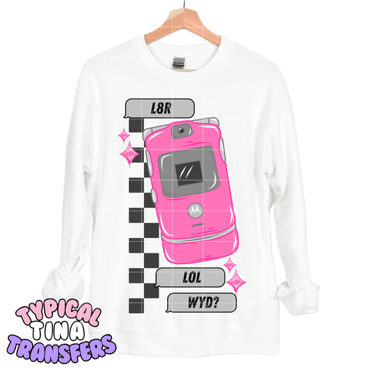 Throwback Pink Flip phone | DTF Transfers | POD