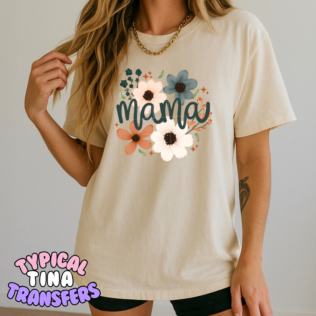 Mama with daises (blue, white) | DTF Transfers | POD