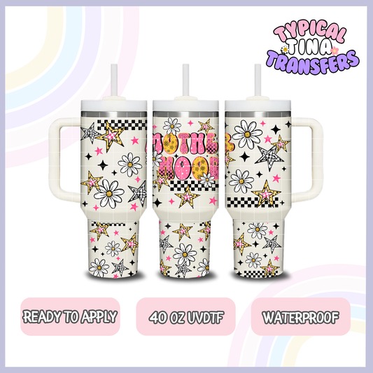 Checkered floral motherhood | 40oz UVDTF Wrap | POD