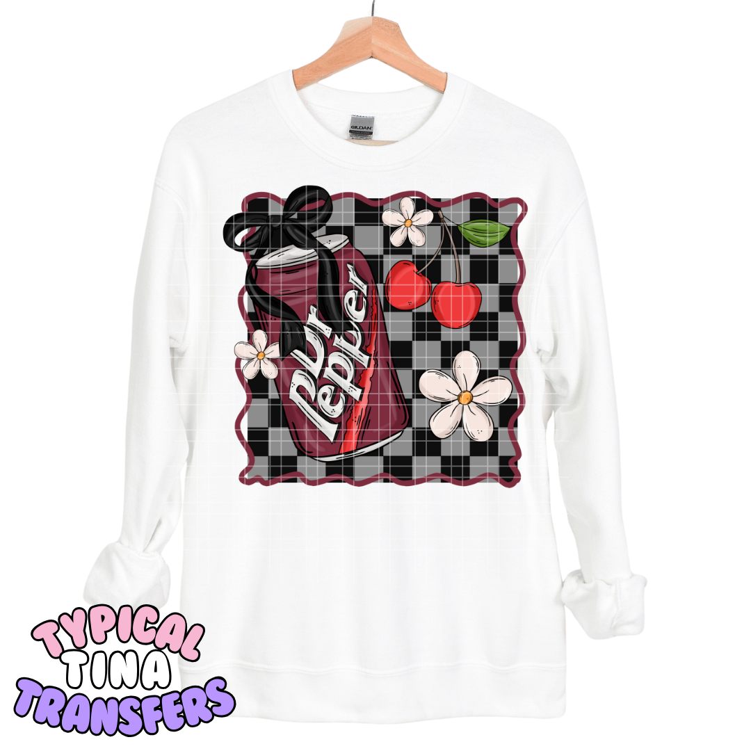 Dr. Pep with checkered background | DTF Transfers | POD