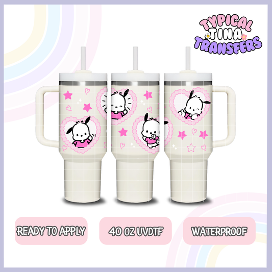 Pink Pup Kawaii | 40oz UVDTF Wrap | POD
