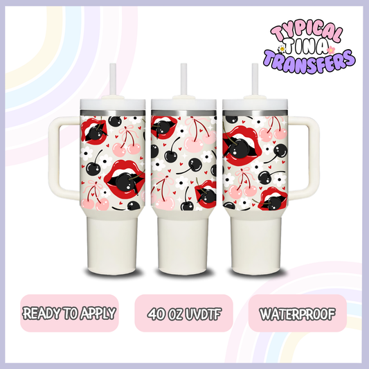 black Cherries red lips | 40oz UVDTF Wrap | POD