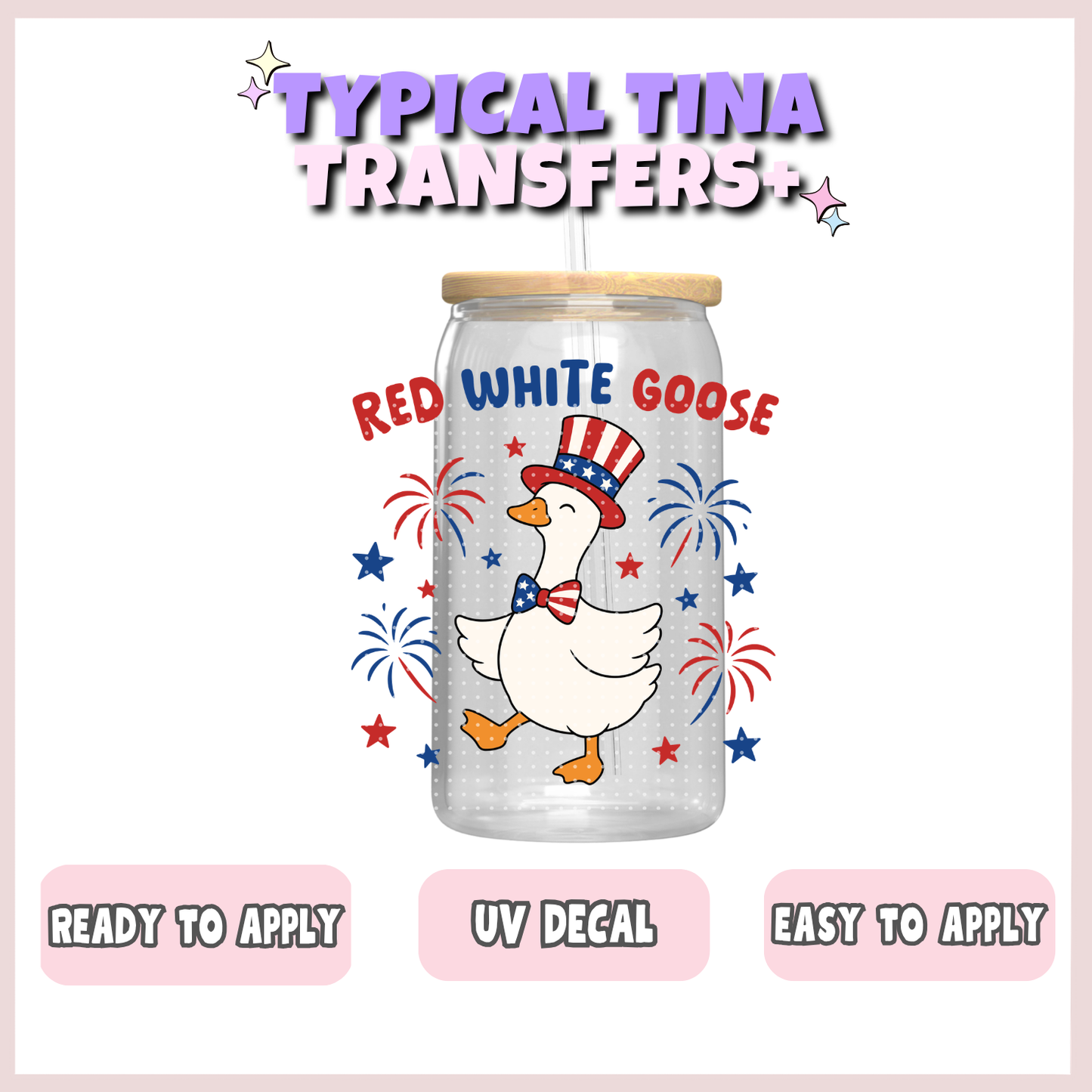 Red white goose | UV decals | POD