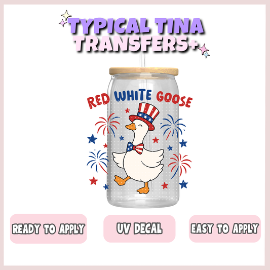 Red white goose | UV decals | POD
