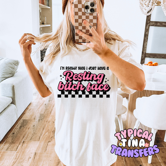 resting B Face (Pink letters) | DTF Screen Print | POD