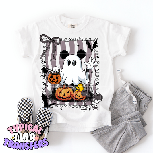 Mouse Ghosts Stamp and bow |  DTF Transfer | POD