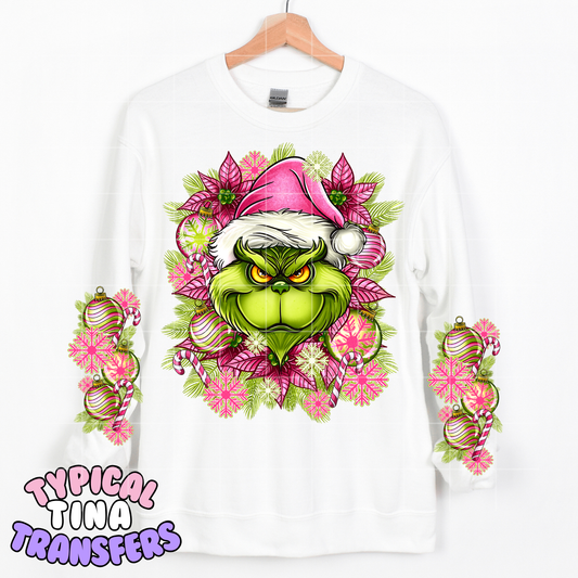 Grumpy green Guy pink accents | DTF Transfer | POD