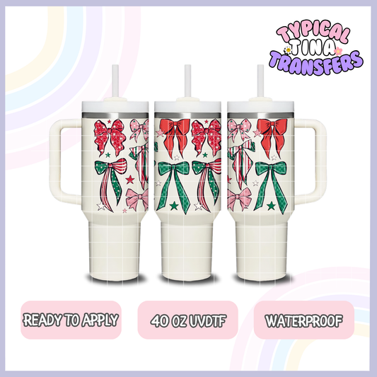 Christmas Color Bows | 40oz UVDTF Wrap | POD